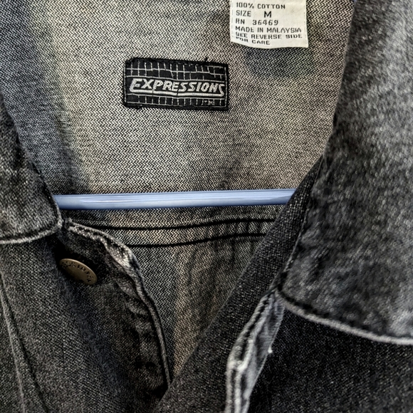 Vintage 80's Black Denim Jacket Men's Size Medium - Picture 4 of 4